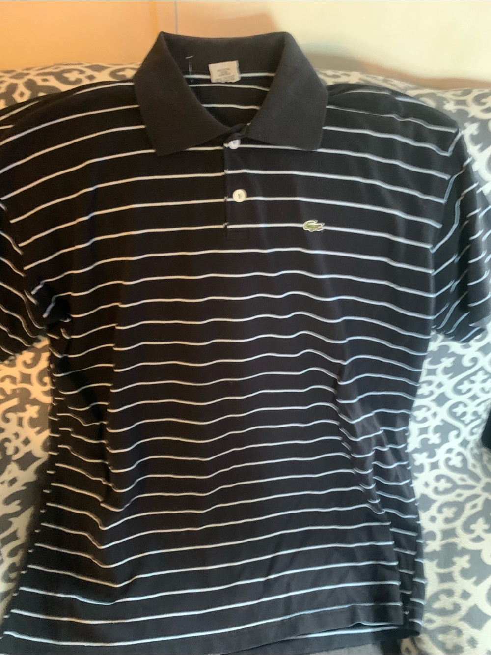 Lacoste Black Polo with White Stripes